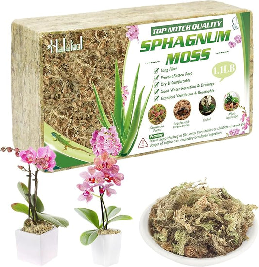 Halatool 1.1LBS Sphagnum Moss for Orchids, Plants, Succulent, Carnivorous, 25QT Natural Dried Long Fiber Sphagnum Moss Bulk for Moss Pole, Moss for Plants Indoor and Outdoor Growing Media