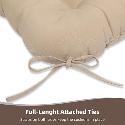 RACE LEAF Outdoor Seat Cushions Set of 2, 19" x 19" Square Patio Cushions, Plump Filling Tufted Water-Resistant Olefin Chair Seat Cushion with Ties for Non-Slip Support, Khaki