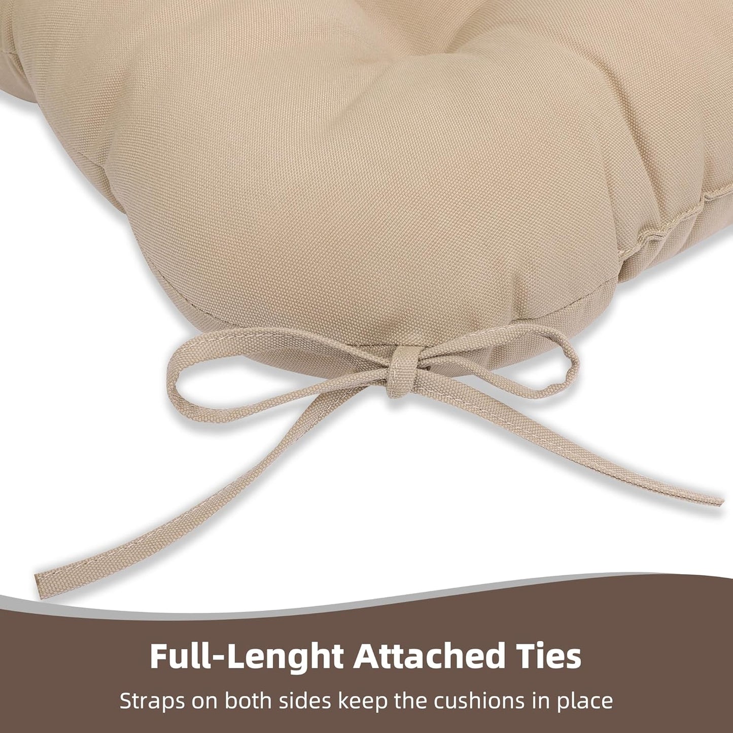 RACE LEAF 4 Pack 17x17 Inch Patio Chair Cushions, Thickened Seat Cushions Waterproof Stain Resistant with Non-Slip Ties (Khaki)