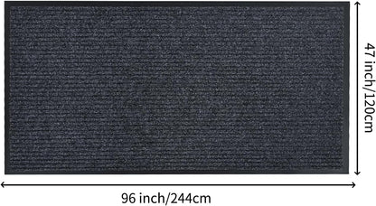 fani Heavy Duty Large Outdoor Indoor Entrance Black Doormat Waterproof Low Profile Entrance Rug Front Door Mat Patio Anti-Skid Rubber Back, 48x96 inch (Gray)