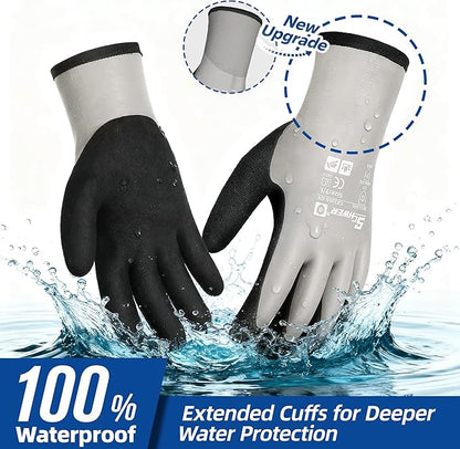 Schwer 2 Pairs 100% Waterproof Winter Work Gloves, ANSI A2 Cut Resistant Freezer Gloves for Outdoor Cold Weather Keep Hands Warm, Enhanced Warmth & Durability, for Shoveling Snow, Ice Fishing, XL