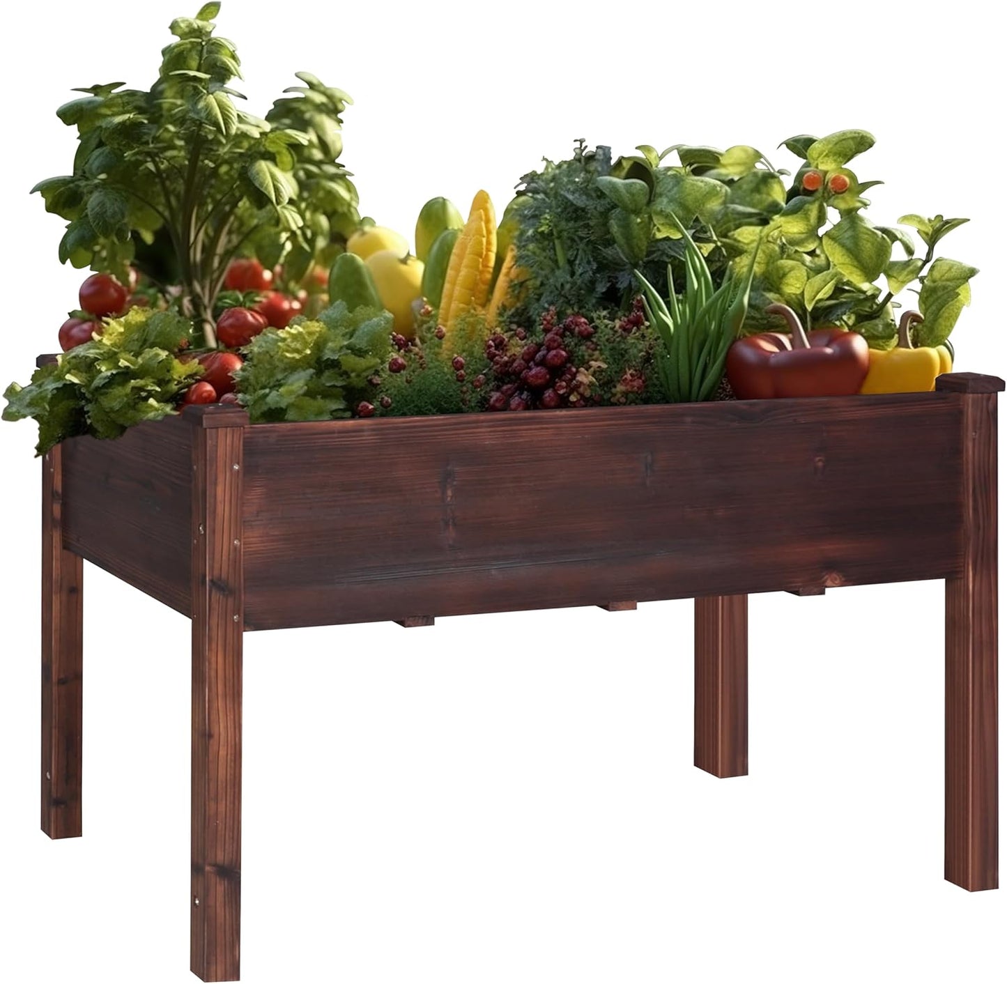 MUPATER 4' x 2' Raised Garden Bed, Raised Garden Bed with Four Legs & Elevated Planter Box and Drainage Holes for Herbs and Vegetables, Outdoor and Indoor, Rustic