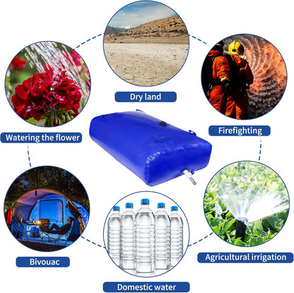 1000 L/264 Gal Water Bladder Tank, Foldable Portable Water Storage Container, Emergency Water Bag for RV, Truck Bed, Fire Prevention, Drought Resistance, Blue