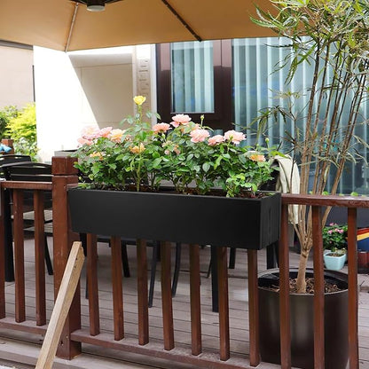 2 Pack Metal Railing Planter Box, 30 Inch Balcony Planters with Adjustable Brackets, Large Hanging Planters for Outdoor Fence Deck