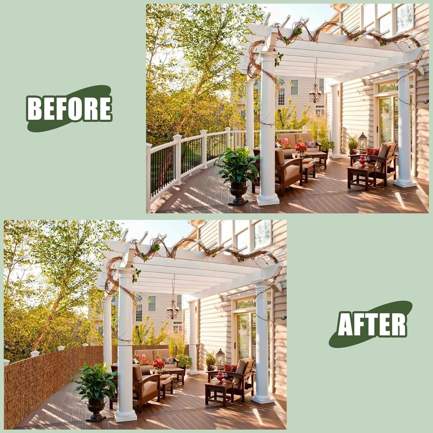 Reed Bamboo Screen Fencing,4FT X 16.4FT Natural Reed Fencing Reed Screen for Balcony Reed Fence Bamboo Reed Fence 4 Feet High for Outdoor Backyard Patio(Brown)