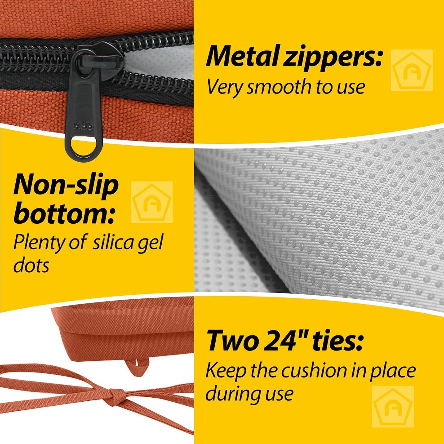 AAAAAcessories Outdoor Seat Cushions for Chairs, Waterproof, Fade-Resistant Patio Furniture Replacement Cushions, 19" x 19" x 3", Set of 2, Rust