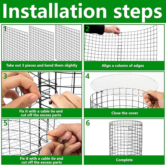 Adnee 8 Pack Wire Plant Protector with Cover-20" x 11" Detachable Metal Plant Protectors Mesh-Garden Plant Protectors for Flower Vegetable to Keep Animals Out