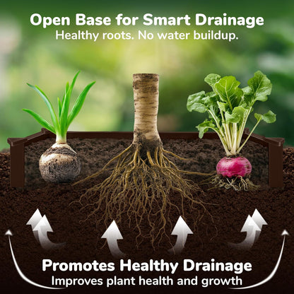 Raised Garden Bed - 2x4 ft Planter Box - Brown HDPE - No Tools Needed - DIY Kit for Urban Gardening, Flowers, Herbs & Vegetables - Made in The USA