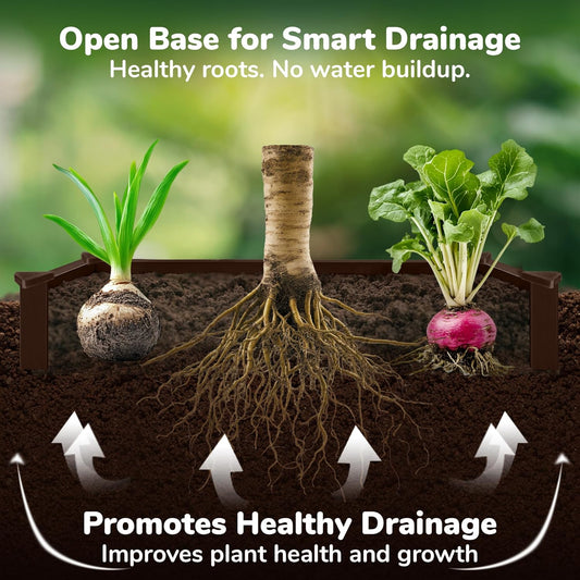 Raised Garden Bed - 2x4 ft Planter Box - Brown HDPE - No Tools Needed - DIY Kit for Urban Gardening, Flowers, Herbs & Vegetables - Made in The USA