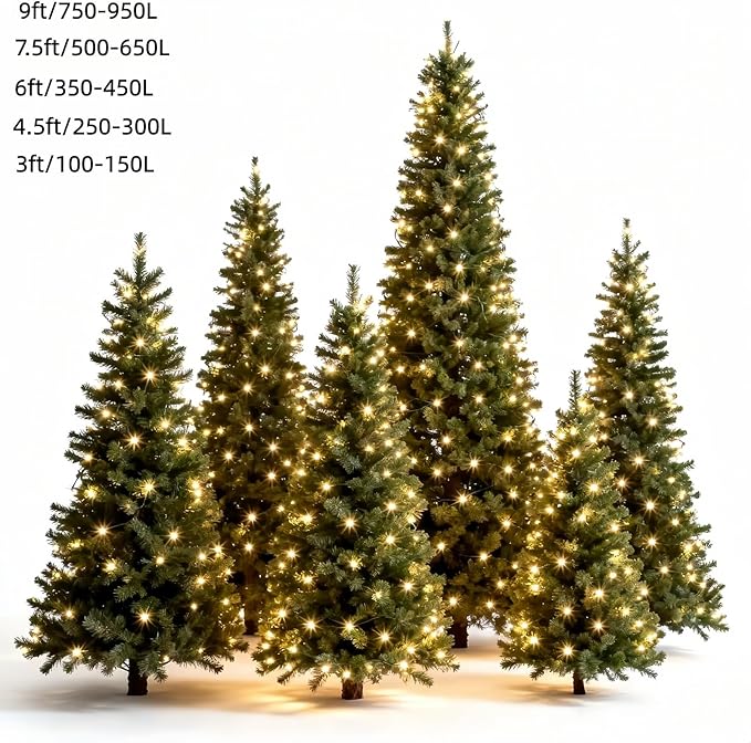 LUCKY SHINE 150 LED Warm White Christmas Lights, UL Certified 50 FT Green Wire String Lights, for Indoor and Outdoor Party, Garden, Patio, Wall, Trees.