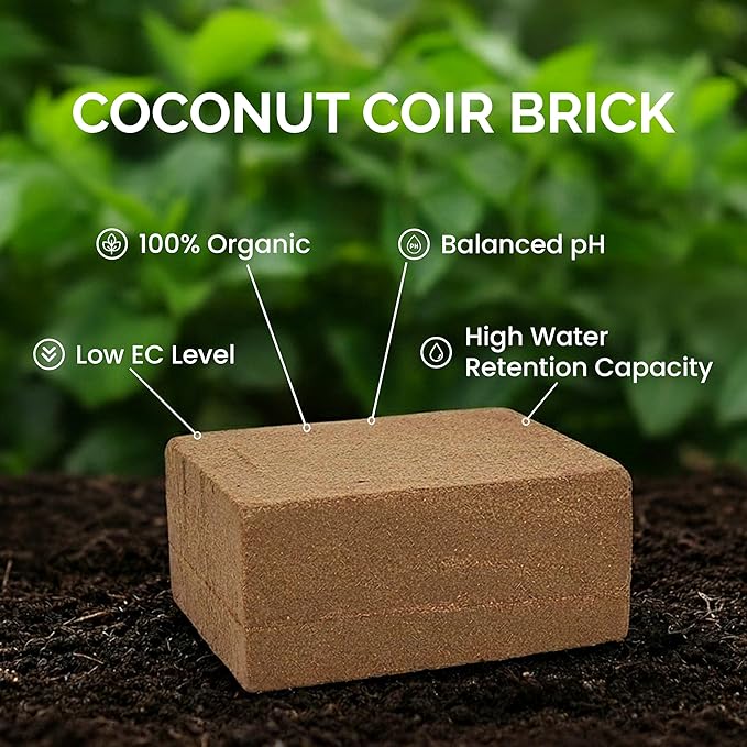 Coco Coir Brick(11lbs) - Premium Organic Coco Peat Brick for Garden Soil & Potting Mixes-Coconut Fiber Substrate Mixes with Potting Soil for Indoor Plants & Outdoor Plants -19 Gallons