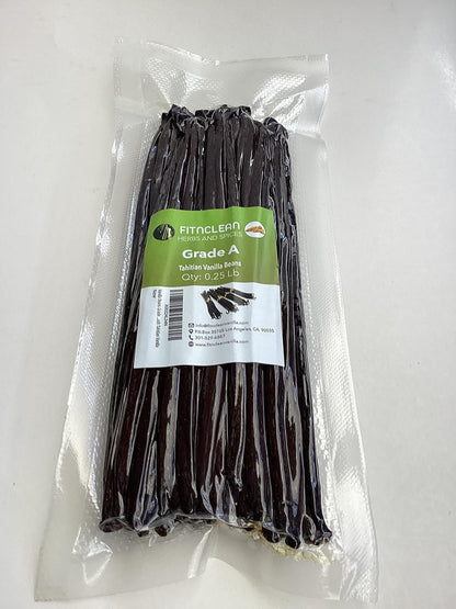 4oz Tahitian Vanilla Beans Grade A for Extract, Cooking and Baking by FITNCLEAN VANILLA| 0.25 Pound (1/4Lb) Bulk 5"-7" Fresh Gourmet Natural Raw NON-GMO Pods.