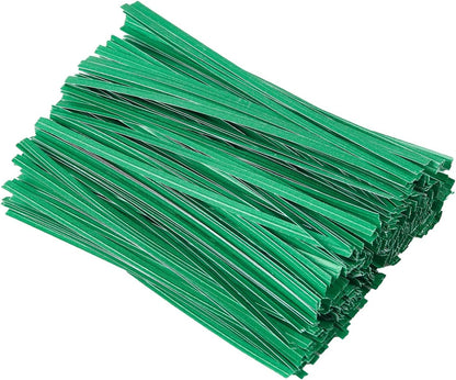 500 Pcs 5" Green Paper Twist Ties, for Party Cello Candy Bread Coffee Bags Cake Pops