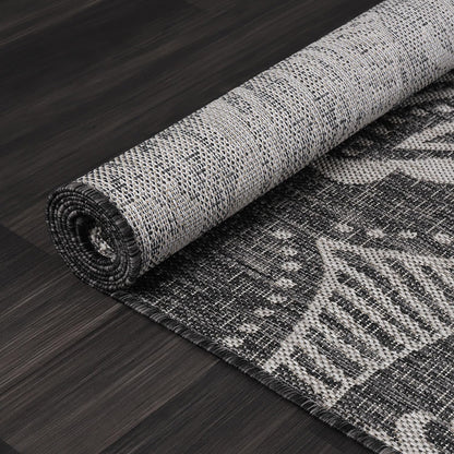 Medallion Outdoor Rug 8x10 Washable Outside Carpet for Indoor Patio Porch Waterproof Easy Cleaning Non Shedding Area Rugs Dark Gray 8 x 10