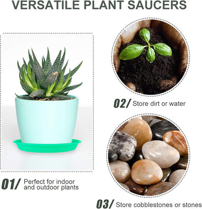 12Pcs Colourful Plant Saucer, 6 8 10 Inch Durable Plastic Plant Tray, Round Plant Pot Saucers, Drip Tray for Indoor and Outdoor Garden, Light Gray