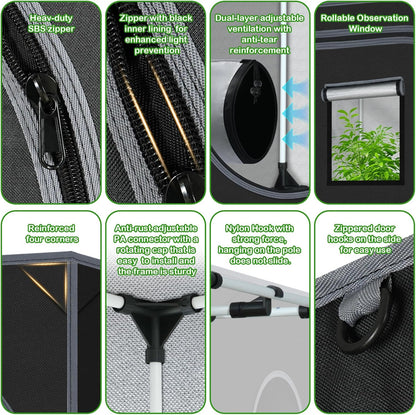 32"x32"x63" Grow Tent for Indoor Plants 600D Mylar Hydroponic High Reflective GrowTents for Plant Fruit Flower Veg Growing