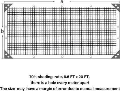 winemana Black Shade Cloth 70%, 6.6x20 FT Mesh Tarp - Garden Shade for Greenhouse, Patio, Vegetables, Plants Cover and Chicken Coops, Sun Shade Net for Outdoor Protection with Reinforced Grommets