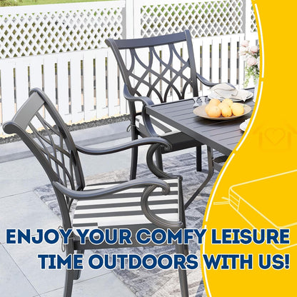 AAAAAcessories Outdoor Seat Cushions for Chairs, Waterproof, Fade-Resistant Patio Furniture Replacement Cushions, 18.5" x 16" x 3", Set of 2, Gray Cabana Stripe