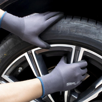 Kebada Work Gloves for Men and Women, Foam Nitrile Coated Safety Gloves with Grip, Ideal for Warehouse Package Handling, Gardening, Mechanic and Construction, XS