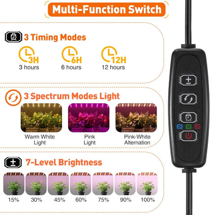 Meonum Mini Greenhouse with Grow Light for Indoor, Tabletop Small Greenhouse Kit with Bottom Mat for Waterproof, 15W Plant Dimmable LED Grow Lights and Timer, 3 Light Color Mode for Seed Starter Tray