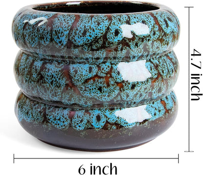 Ceramic 6 inch Plant Pot - Planter for Indoor Plants with Drainage Hole, Flower Pots for Orchid, Succulent,Outdoor Plants, Modern Glaze Planters for Home Office Decor Gift
