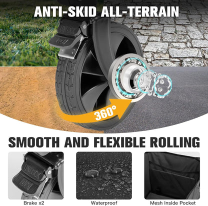 Wagon Cart Shopping Foldable Folding Collapsible with Wheels Big On Beach Garden Outdoor Grocery Heavy Duty Utility All Terrain Portable Wagons Carts for Groceries Sand Camping Sports Black