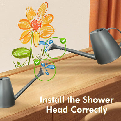 Watering Can for Indoor Outdoor Plants, Modern Small Watering Cans with Removable Nozzle, Long Spout Watering Can for Indoor Bonsai Plants Garden Flowers 1/2 Gallon 1.8L 60OZ (Gray)