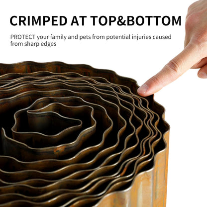 Worth Pre-Rusted Wide-Corrugated Garden Edging, 8" x20Ft Sturdy Steel Lawn Landscape Edging, Bendable Metal Long Strips of Border for Raised Flower Bed Tree Surrounds