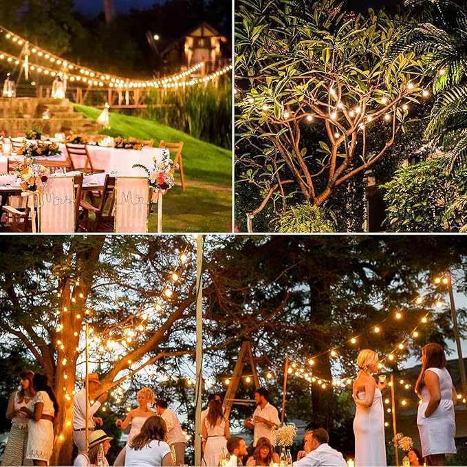 Lakumu 200FT（100FT*2） G40 Solar String Lights, Globe Outdoor String Lights with 72 E12 Waterproof LED Bulbs, 2700K Shatterproof Patio Lights, Solar Powered Hanging Lights