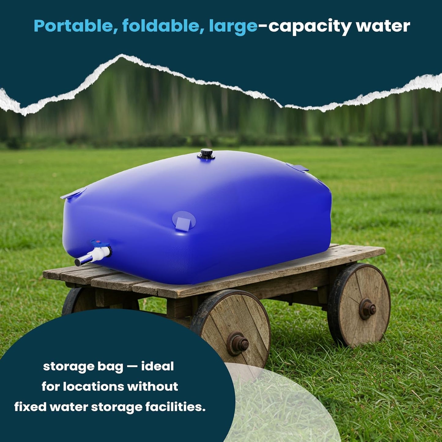 Large Capacity Water Storage Bladder, Portable Water Tank Containers, Bladder Tank for Drought Resistance, Fire Prevention, Emergency Water, Agricultural Irrigation Outdoor (330L/87Gal, Blue)