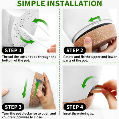 12/10/9/8 inch Self Watering Pots with Visual Water Window, Extra Large Self Watering Plant Pot with Drainage Holes and Saucers, White Flower Pots for Indoor Plants