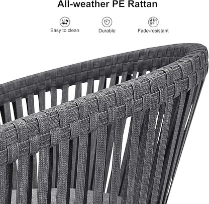 PURPLE LEAF 16 Pieces Outdoor Dining Set with Patio Aluminium Dining Table and Wicker Chairs Modern Furniture Cushions Sets for Backyard Indoor Decor Kitchen Gray