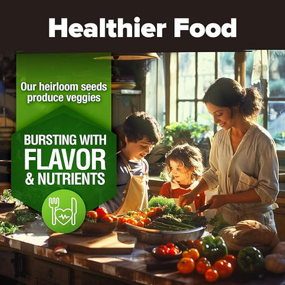 HOME GROWN 𝗨𝗦𝗔 𝗣𝗥𝗘𝗠𝗜𝗨𝗠 25 Heirloom Vegetable Seeds Kit - 12,000+ NON-GMO Seeds for Planting Vegetables, Survival Garden Seed Vault, Tomatoes Carrots Beans Kale Peppers, Indoor Outdoor Garden