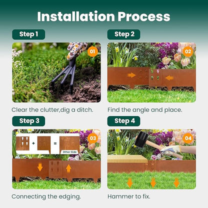 Corten Steel Edging Steel Landscape Edging Metal Garden Edging 8 Inch Metal Landscape Edging Landscaping Rusted 40 Inch Strips Patina 6 pcs Edge for Yard Lawn Outdoor by GZGNEEVL