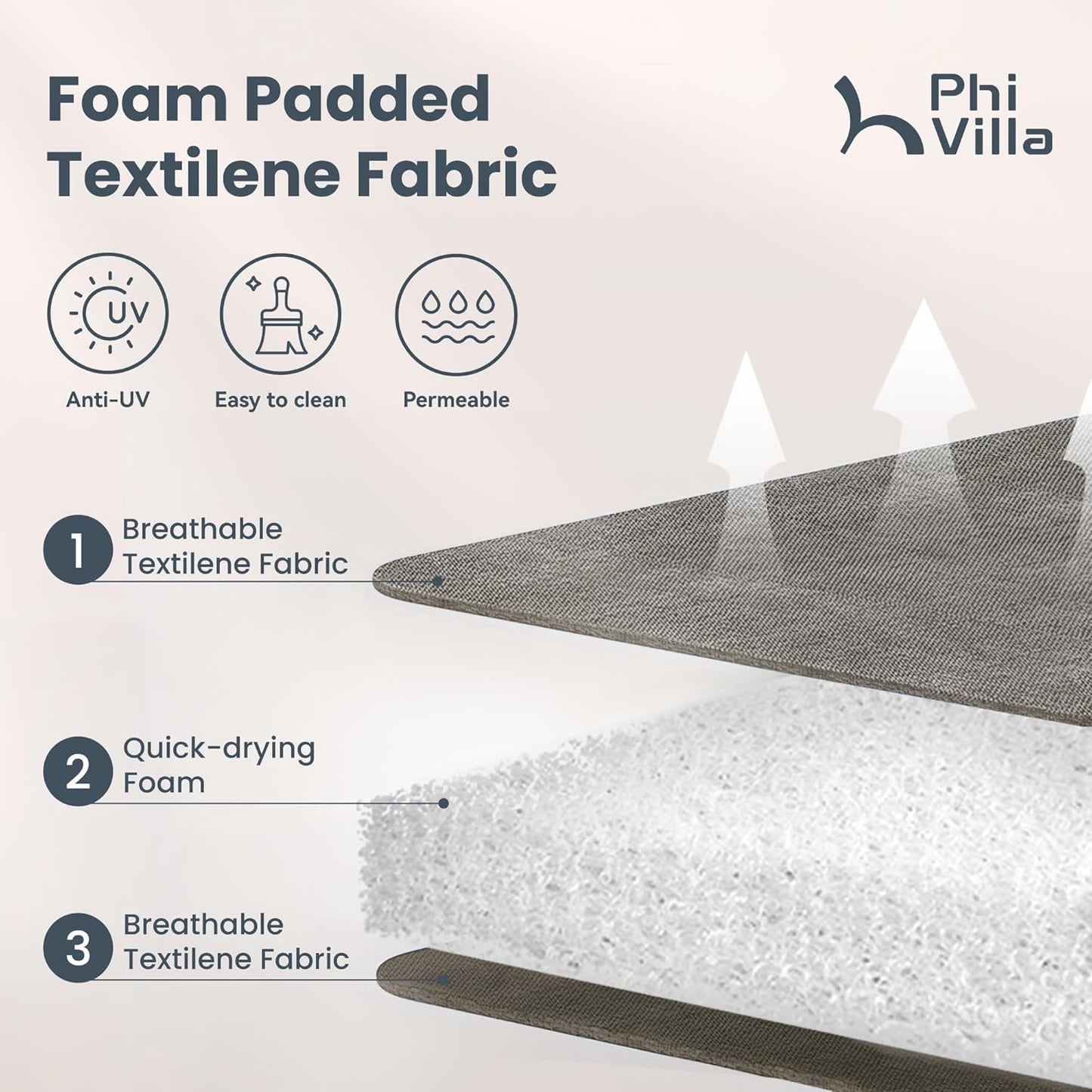 PHI VILLA Swivel Outdoor Chairs Set of 4, All Weather Mesh Fabric Patio Dining Chair with Padded Textilene & E-Coating Metal Frame for Deck Lawn Garden