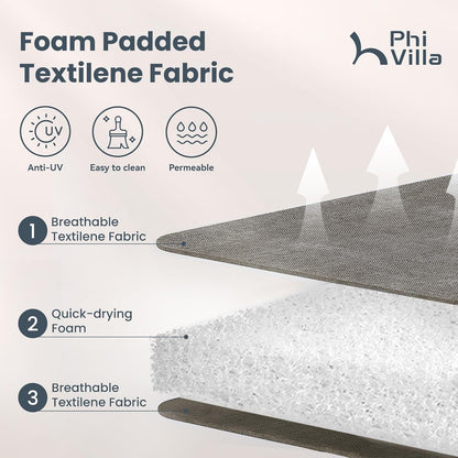 PHI VILLA Outdoor Swivel Patio Dining Chairs Set of 6, All Weather Patio Chair with Padded Textilene & Metal Frame for Outdoor Poolside Lawn Garden, Brown