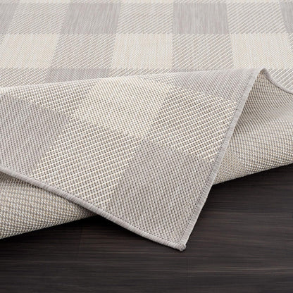 CAMILSON Outdoor Rug - Modern Area Rugs for Indoor and Outdoor Patios, Kitchen and Hallway mats - Easy Cleaning Non Shedding Washable Outside Carpet (5x7, Buffalo - Grey/White)