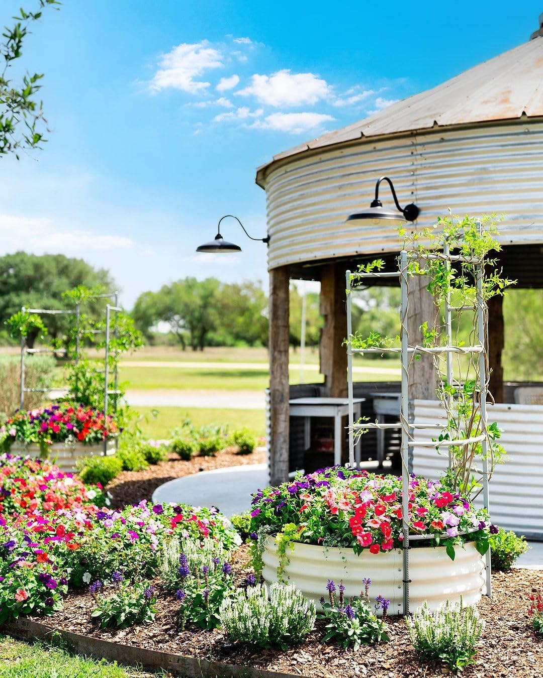 Vego garden 11" Tall 42" Round Raised Garden Bed Metal Raised Bed Planter Box for Vegetables Flowers Patio, Pearl White