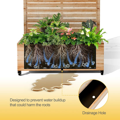 Raised Garden Bed with Arched Trellis and Wheels,73"x35"x16" Metal Raised Garden Bed,Acacia Finish Metal Planter with Climbing Trellis for Vines & Vegetables