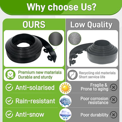 3.15" x 50' No Dig Landscape Edging, Plastic Garden Edging Borders with 45 Anchoring Spikes, Flexible Lawn Edging for Landscaping Garden Flower Beds Grass Yard Paver Pathway, Black