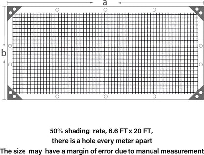 winemana Black Shade Cloth 50%, 6.6x20 FT Mesh Tarp - Garden Shade for Greenhouse, Patio, Vegetables, Plants Cover and Chicken Coops, Sun Shade Net for Outdoor Protection with Reinforced Grommets