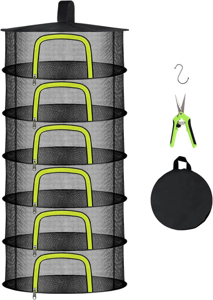 6 Layer Herb Drying Rack, Herb Drying Rack Hanging Mesh, Foldable Plant Drying Net With U-Shaped Zipper, Garden Shears, Hooks, For Drying Herbs Plants, Flowers, Fruits, Food, Clothes(6 Layers-23.62'')