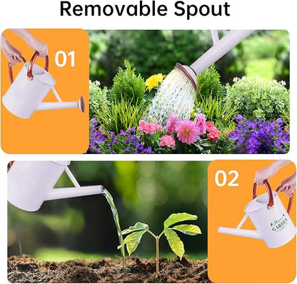 Metal Watering Can for Outdoor Plants, Galvanized Steel Watering Can with Removable spout, 1 Gallon,Perfect Home & Garden Décor White
