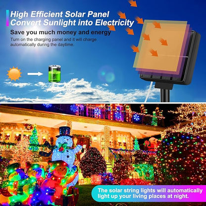 Brightever Outdoor Solar String Lights Waterproof, 2-Pack Total 80FT 200LED Solar Fairy Lights for Outside with 8 Lighting Modes, Solar Twinkle Lights for Yard, Christmas, Party (Multicolor)