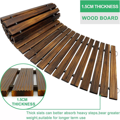 RELIANCER 6' Wooden Garden Pathway,Outdoor Roll Out Cedar Curved Walkway,Patio Path Decorative Garden Boardwalk Walkways,Weather-Resistant Roll Up Beach Wood Road Floor,Wedding Party Pathways