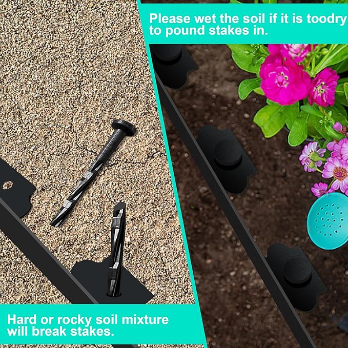 Landscape Edging Coil 33 FT, 2 Inch Tall Garden Edging Border Flexible Lawn Edging Kit with 30 Spikes, Plastic Edging for Landscaping Flower Beds Yard Pathway Paver Edging (2IN x 33FT, Black)