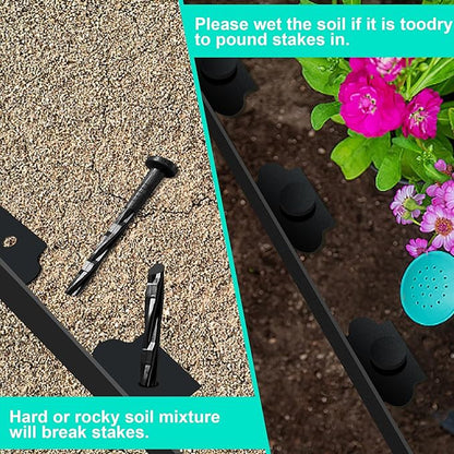 Landscape Edging Coil 33 FT, 2 Inch Tall Garden Edging Border Flexible Lawn Edging Kit with 30 Spikes, Plastic Edging for Landscaping Flower Beds Yard Pathway Paver Edging (2IN x 33FT, Black)