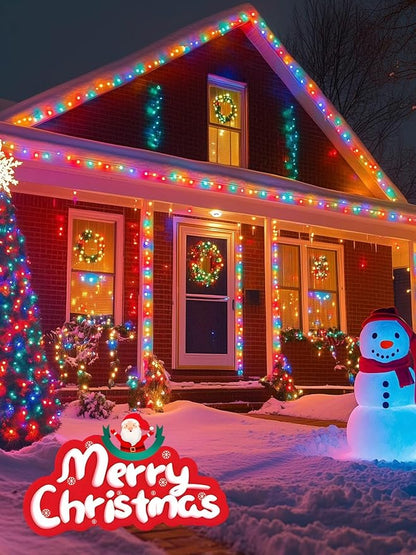 6 Pack Solar Christmas Lights Outdoor, 600 LED 198 FT Solar Powered String Lights Waterproof with Green Wire 8 Lighting Modes, Twikle Light for Xmas Tree Fence Party Yard Garden Decor, Multicolored