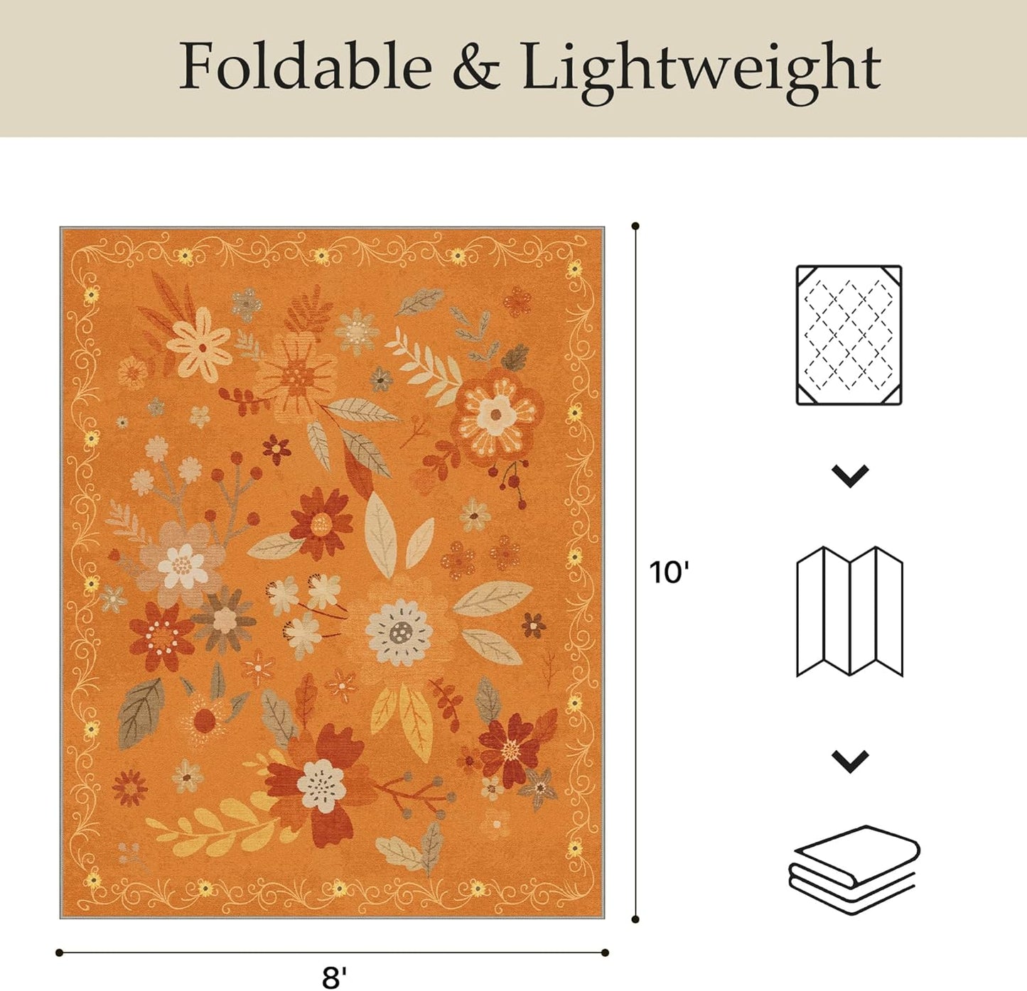 GENIMO Indoor Outdoor Area Rug 8' X 10' Waterproof, Washable Door Mat Non Shedding, Easy Cleaning Floral Outdoor Carpet for Patio, Entryway, Porch, Bathroom, Living Room, Bedroom, Backyard