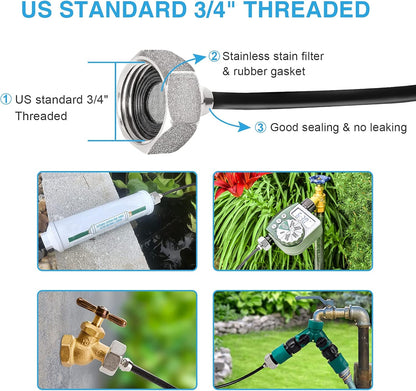 Bonviee Misters for Outside Patio - 75FT Misting Cooling System with 28 Brass Nozzles and 3/4" Adapter, 23M DIY Outdoor Misters Kit for Garden, Greenhouse, and Patio Cooling